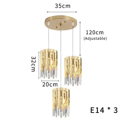 DecorBites™ Gold K9 Crystal LED Chandelier for Living Room Kitchen Dining Bedroom