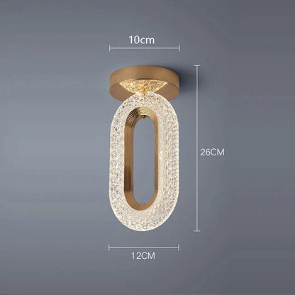 DecorBites™ Crystal Oval Gold Ring Pendant Light Chandelier for Living Room & Bedroom