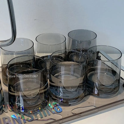 DecorBites™ Gray Glass Water Pitcher with Handle Large-capacity Tea Pot Juice Jug