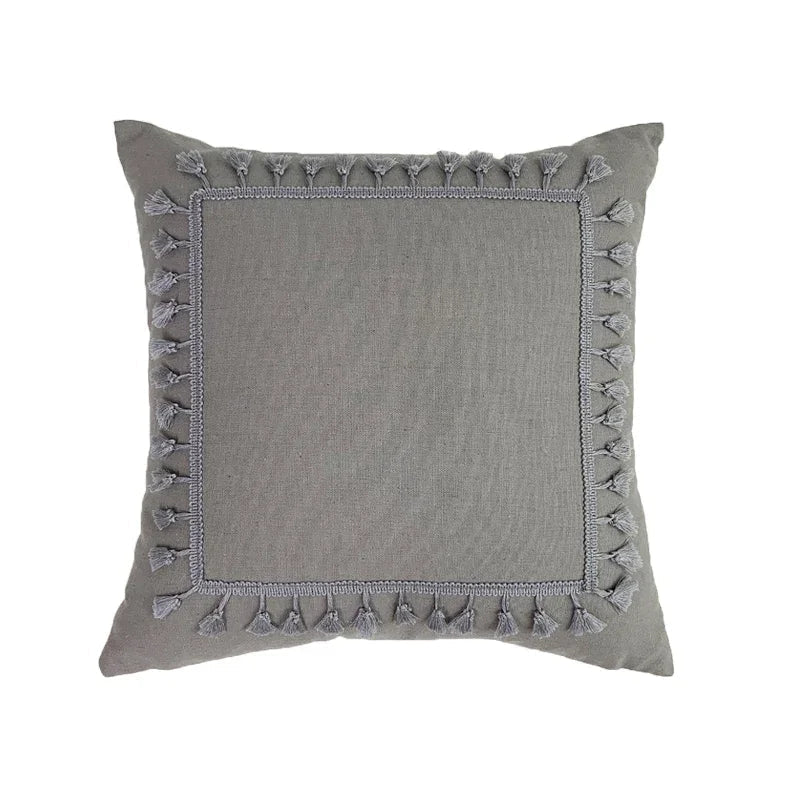 DecorBites™ Boho Linen Cotton Pillow Cover with Tassels - Beige Square/Rectangular 45x45cm/30x50cm