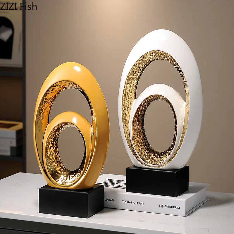 Escultura de Arte Abstracta Decorbites™ Gold Ornamentos de Escritorio Estética Minimalista Decoración