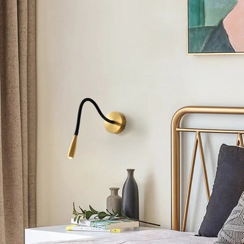 DecorBites™ Adjustable Arm Copper Wall Lamp LED Bedside Reading Light