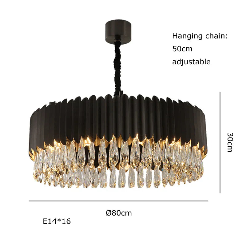 Lámpara colgante de cristal dorado en forma de gota de agua Decorbites™ - Lámpara de suspensión negra
