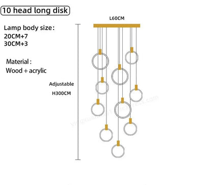 DecorBites™ LED Wooden Staircase Chandelier Ceiling Lights - Modern Hanging Pendant Lamps