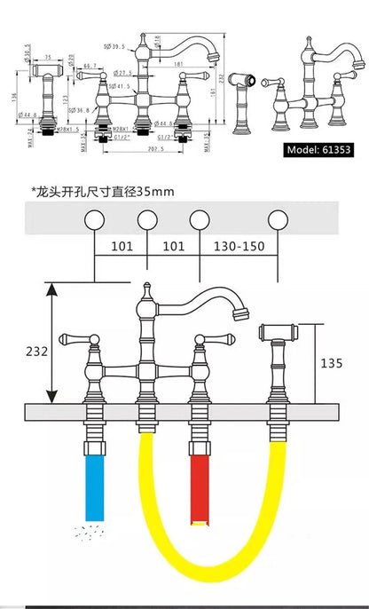 DecorBites™ Gold Kitchen Faucet with Hand Shower and Pot Filler Tap