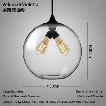 Handmade Glass Nordic Pendant Light With Chrome Finish