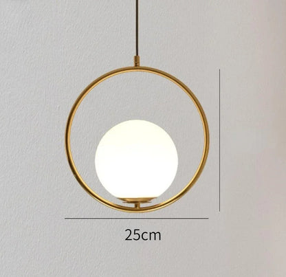 DecorBites™ Gold Ring Glass Ball Pendant Light Fixture for Bedroom Living Room.