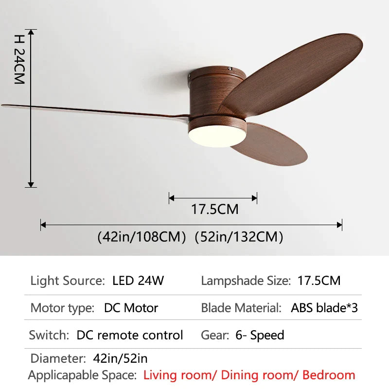 DecorBites™ Black DC Ceiling Fan Light with Remote Control and LED Chandelier