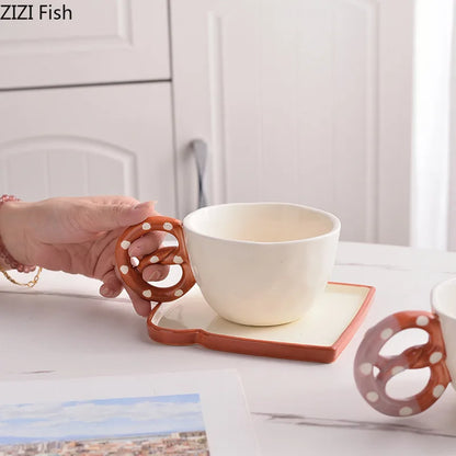 DecorBites™ Alkali Water Biscuit Mug Ceramic Teacup & Saucer Set
