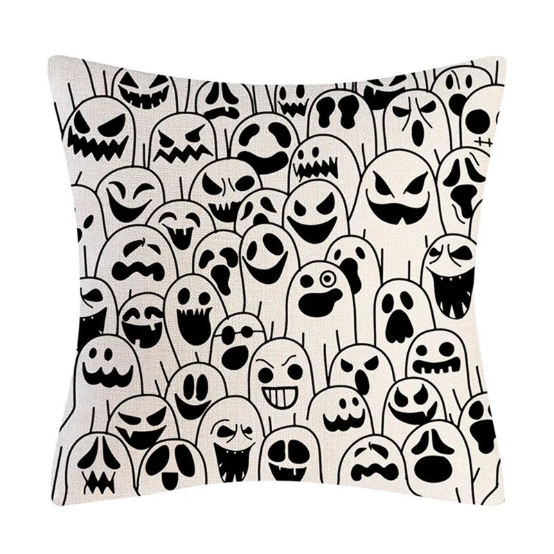 Funda de cojín de lino Decorbites™ de Halloween para la decoración del salón y el sofá - Truco o trato