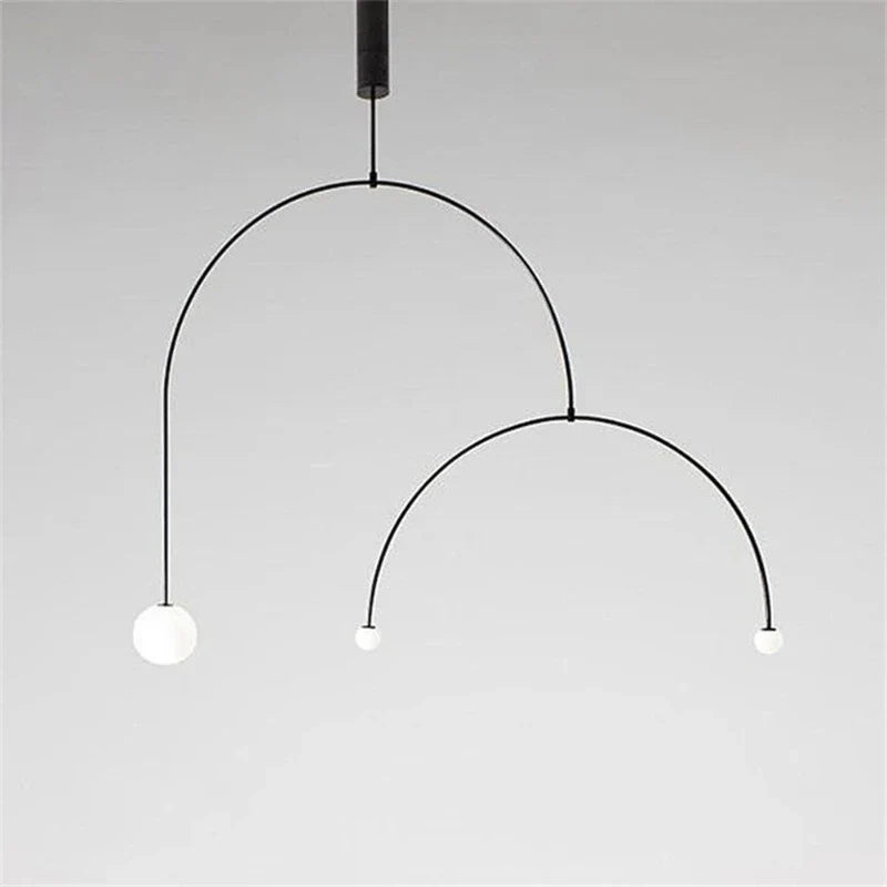 DecorBites™ Iron Line Chandelier: Post-modern Hanging Lamp for Living Room & Bedroom