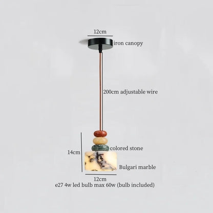 DecorBites™ Iron Marble LED Pendant Light Fixture Modern Hanging Lamp Interior Decor