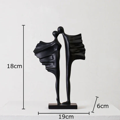 ديكور بايتس™ - تمثال زوجين من الراتنج - ديكور عصري - زينة جدارية تجريدية للعشاق