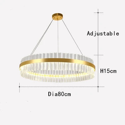 DecorBites™ Crystal Chandelier LED Ring Lamp for Dining Room Center Living Restaurant Decor