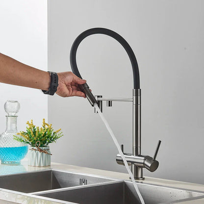 Grifo de filtro de agua de doble salida Decorbites™ para agua potable pura con función de rotación