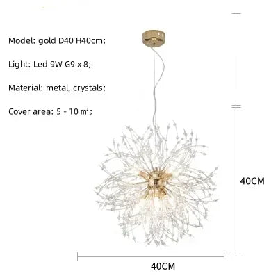 DecorBites™ Dandelion Gold/Chrome Chandelier with Crystals, G9 Pendant Lights for Elegant Lighting