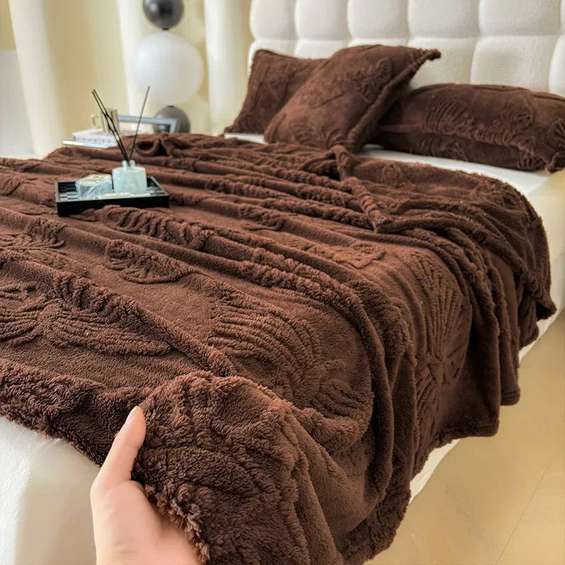 Decobites Chiffon Butterfly Jacquard Throw Blanket, Soft & Cozy Shawl for Couch/Bed