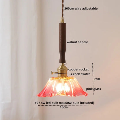 DecorBites™ LED Walnut Copper Pendant Light with Knob Switch - Modern Style Lighting Fixtures