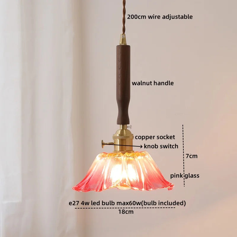 Green Glass Pendant Light Modern Copper Entryway
