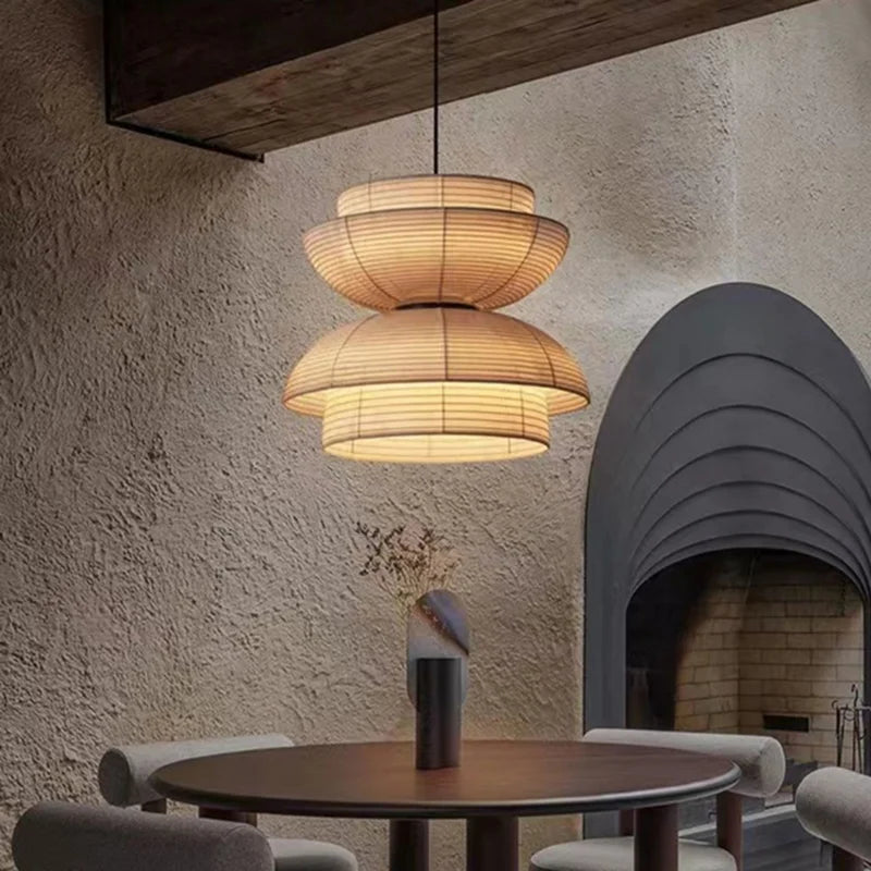 DecorBites™ Japanese Wabi Sabi Fabric Pendant Light: Traditional and Creative Lighting for Dining Room