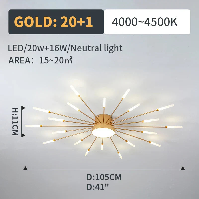 Lámparas Colgantes de Luces LED de Fuegos Artificiales™ Decorbites - Iluminación de Lámpara de Araña Moderna para Sala de Estar y Dormitorio