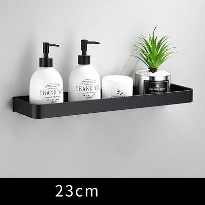 DecorBites™ Black Aluminum Bathroom Corner Shelf Wall Mounted Storage Holder