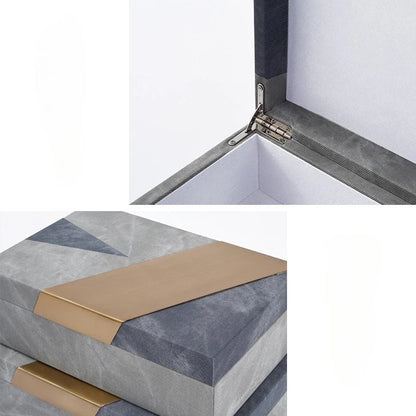 DecorBites™ Grey Marble Pattern Leather Storage Box Jewelry Container Desktop Organizer