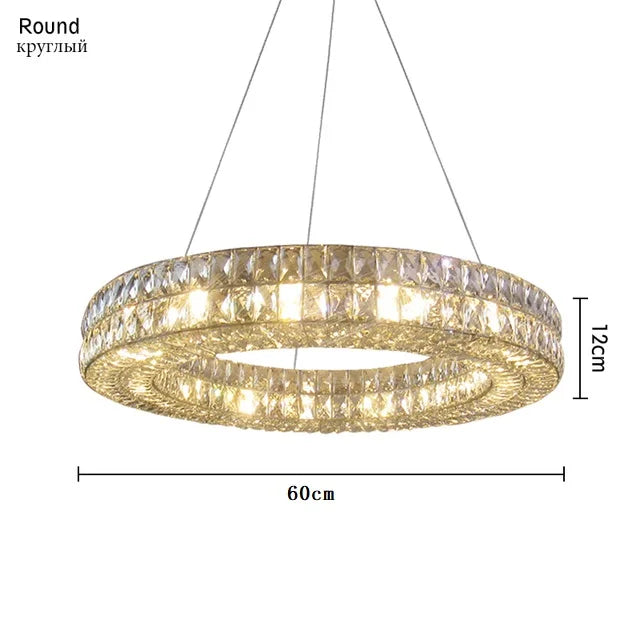 DecorBites™ Gold K9 Crystal LED Ring Chandelier Pendant Light for Home Decor