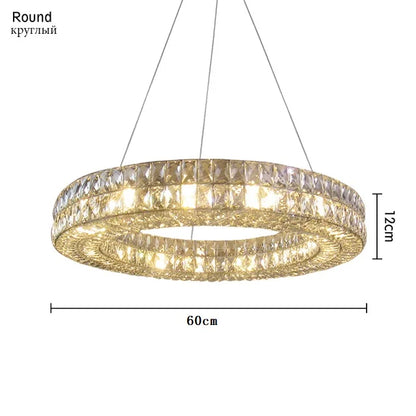 DecorBites™ Gold K9 Crystal LED Ring Chandelier Pendant Light for Home Decor