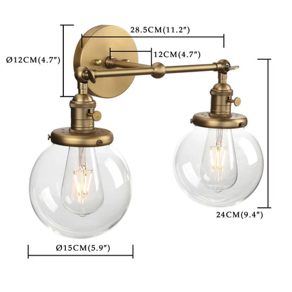 DecorBites™ Double Ball Heads Globe Glass Wall Sconce, Modern Vintage Indoor Lighting