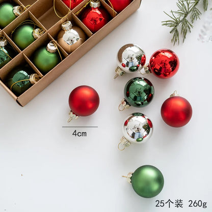 25pcs 4cm Small Size Glass Christmas Ball Ornaments Champagne Christmas Tree Party Decoration New Year Christmas Spheres Pendant