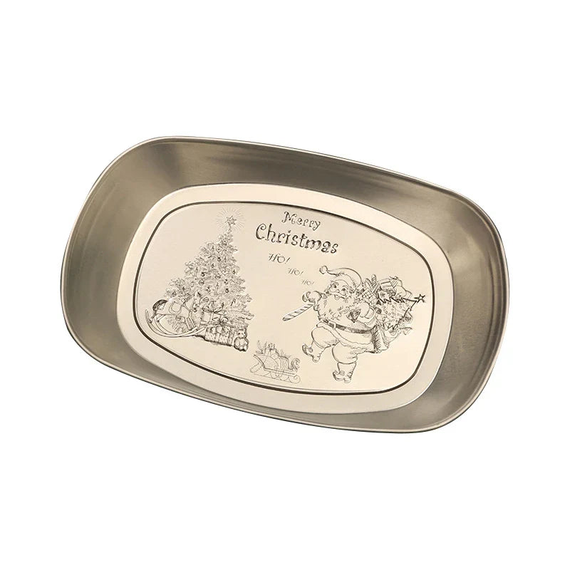 DecorBites™ Christmas Fruit Tray Santa Claus Snowman Print Decorative Plate