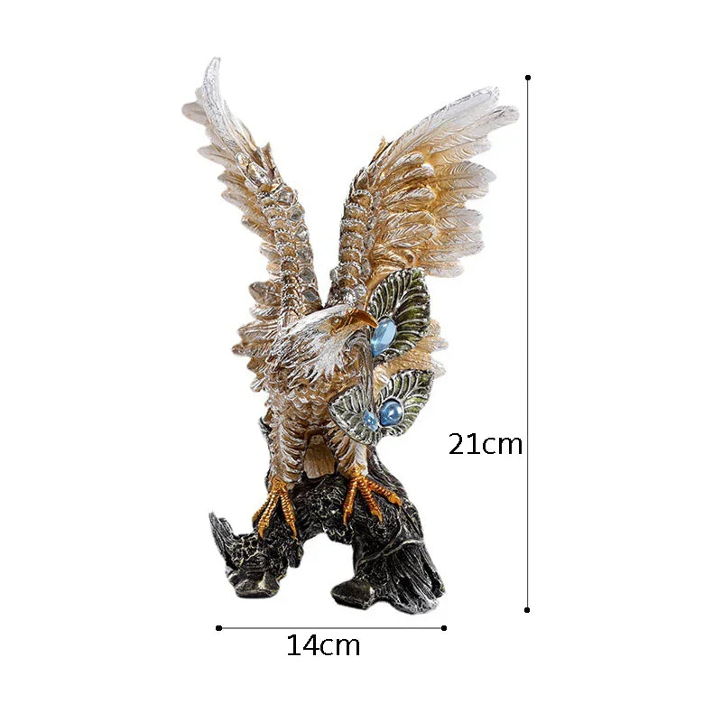 DecorBites™ Golden Eagle Resin Figurines for Home Office Feng Shui Decor