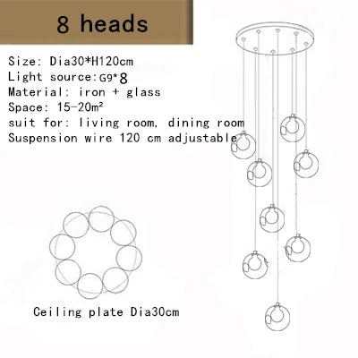 DecorBites™ Bubble LED Chandelier: Modern Art Glass Ball Lighting for Home, Hotel, Hallway