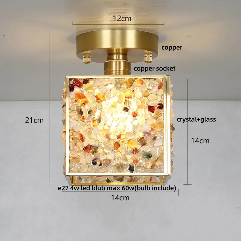 DecorBites™ Crystal Glass LED Ceiling Light Copper Canopy Nordic Modern Design