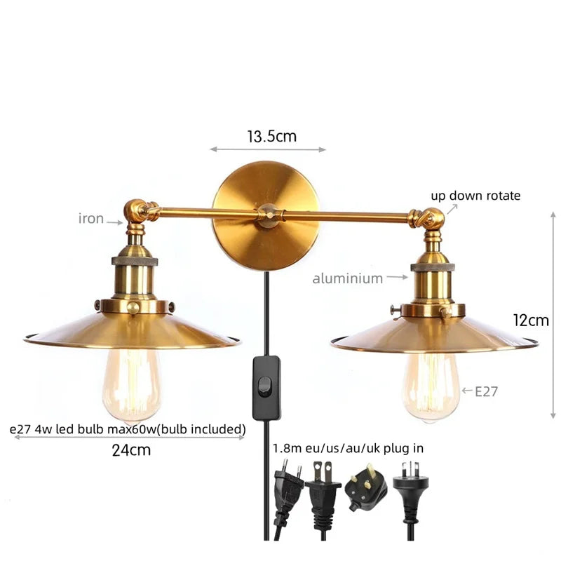 DecorBites™ Dual Head Pink LED Wall Light for Bedroom Decor & Hotel Industrial Style