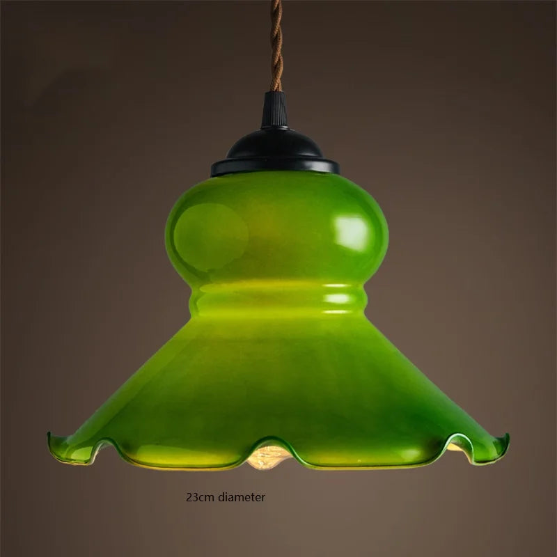 DecorBites™ Green Glass LED Pendant Light for Home Decor & Restaurant Vintage Lighting