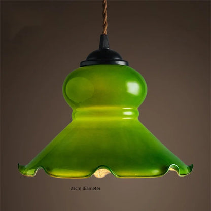 DecorBites™ Green Glass LED Pendant Light for Home Decor & Restaurant Vintage Lighting