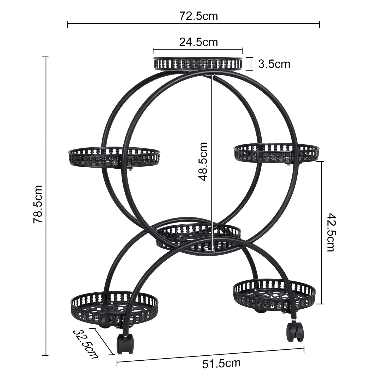 Soporte para plantas Decorbites™ con 4 ruedas y 6 macetas