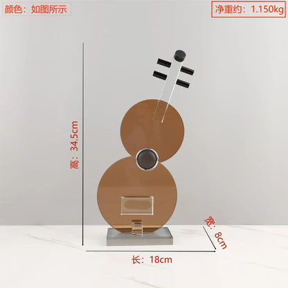 DecorBites™ Crystal Guitar Sculpture Brown Glass Figurine for Home Decor