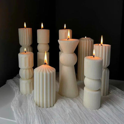 Wave cylindrical candle silicone mold with irregular geometric shape twisted stripes cylindrical candle mold resin gypsum mold