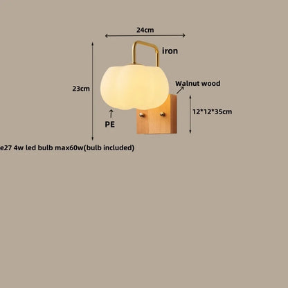 DecorBites™ Glass Wall Light Fixture Walnut Wood Modern Nordic Pull Chain Switch Lamparas