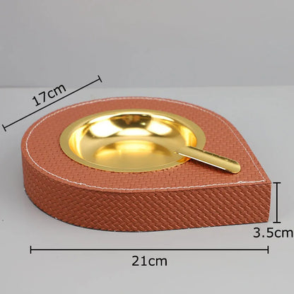 DecorBites™ Leather Desktop Ashtray: Stylish Smoking Accessory & Gift