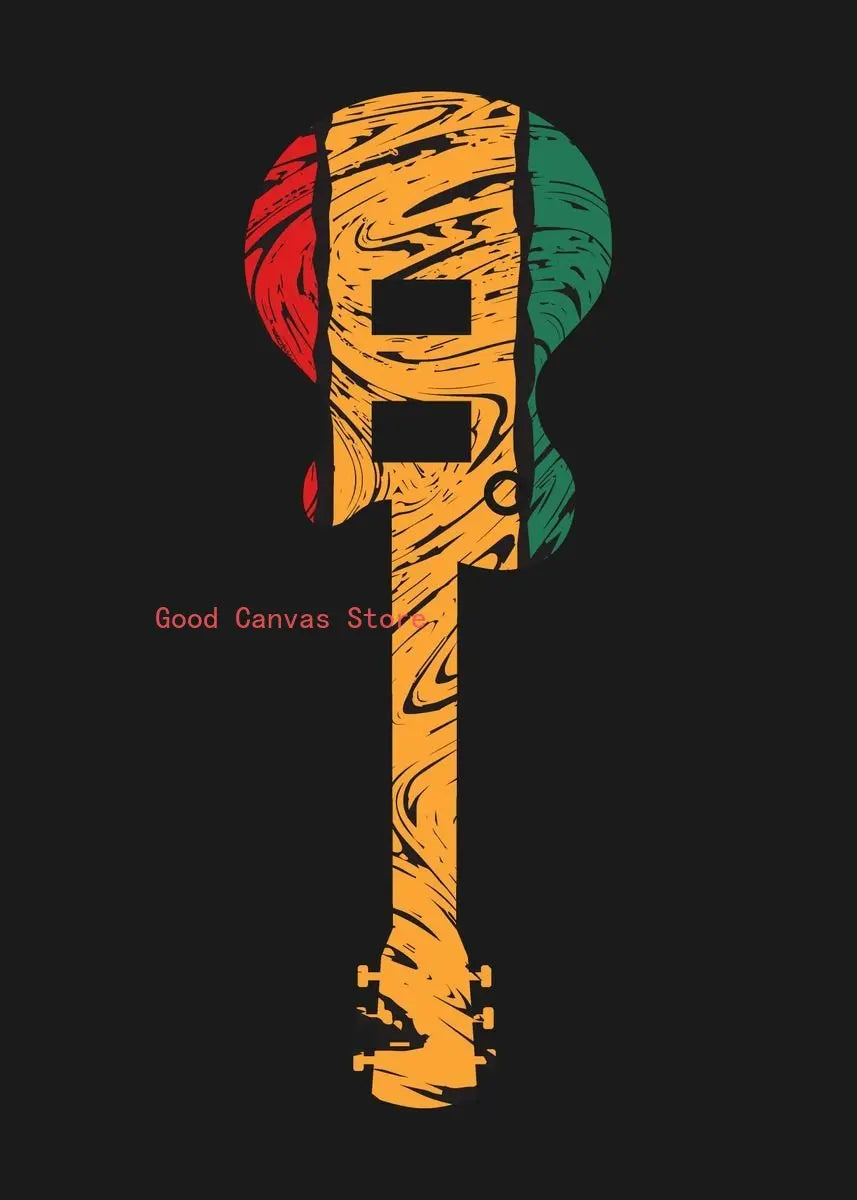 Lienzo impreso con guitarra eléctrica abstracta - Arte mural musical de DecorBites™