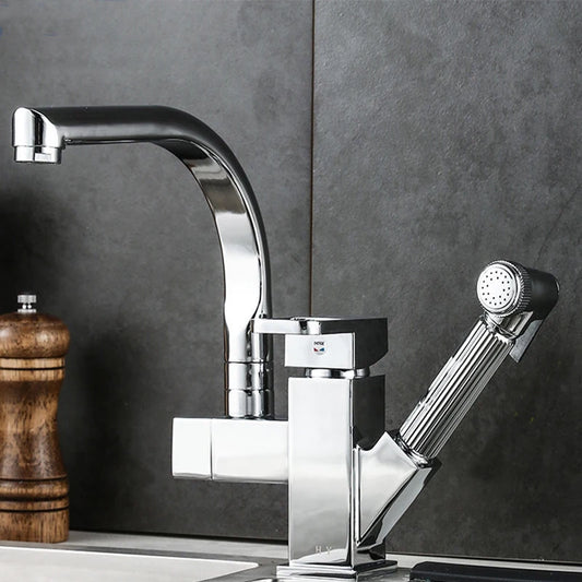 Contemporary Black Kitchen Faucet – Single Handle Brass Mixer Tap