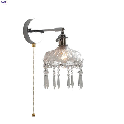 DecorBites™ Crystal Iron LED Wall Light Modern Bedside Lamp Clear Glass Wandlamp