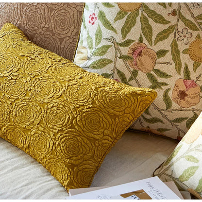 DecorBites™ Citron Flowers Plants Print Pillow Case: Farmhouse Decorative Cushion Cover