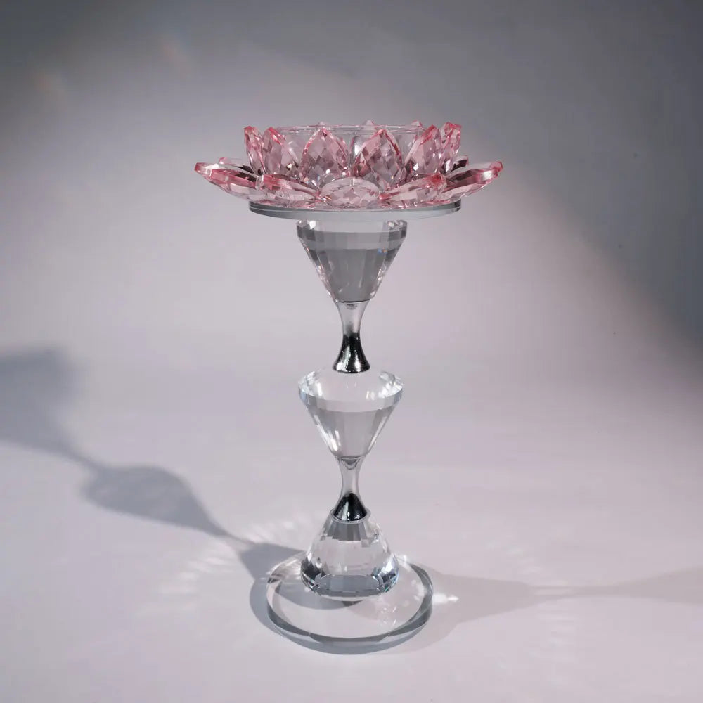 DecorBites™ Crystal Lotus Candle Holder Home Decoration Crystal Flower Candlestick