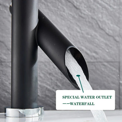 صنبور حوض أسود من DecorBites™: خلاط مياه بارد/ساخن لحوض السطح، رافعة موفرة للمياه