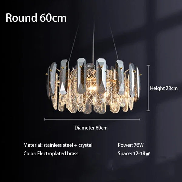 DecorBites™ Crystal LED Chandelier: Modern Luxury Pendant Light for Bedroom, Restaurant, and Home Decor